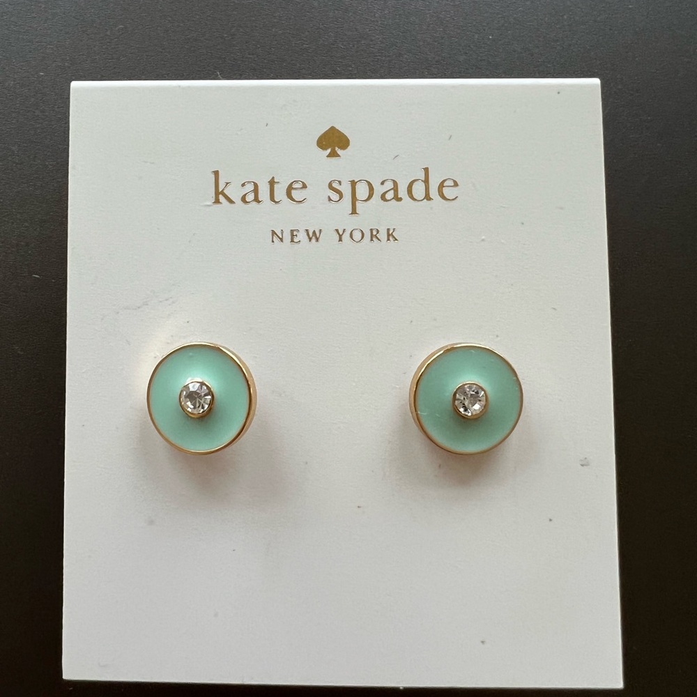Kate Spade Candy Drops Round Enamel Stud Earrings Mint Stud Earrings